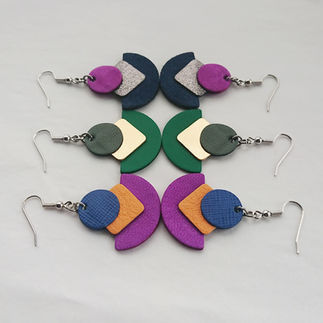 Colourful leather earrings designs by Hummingbird Archives