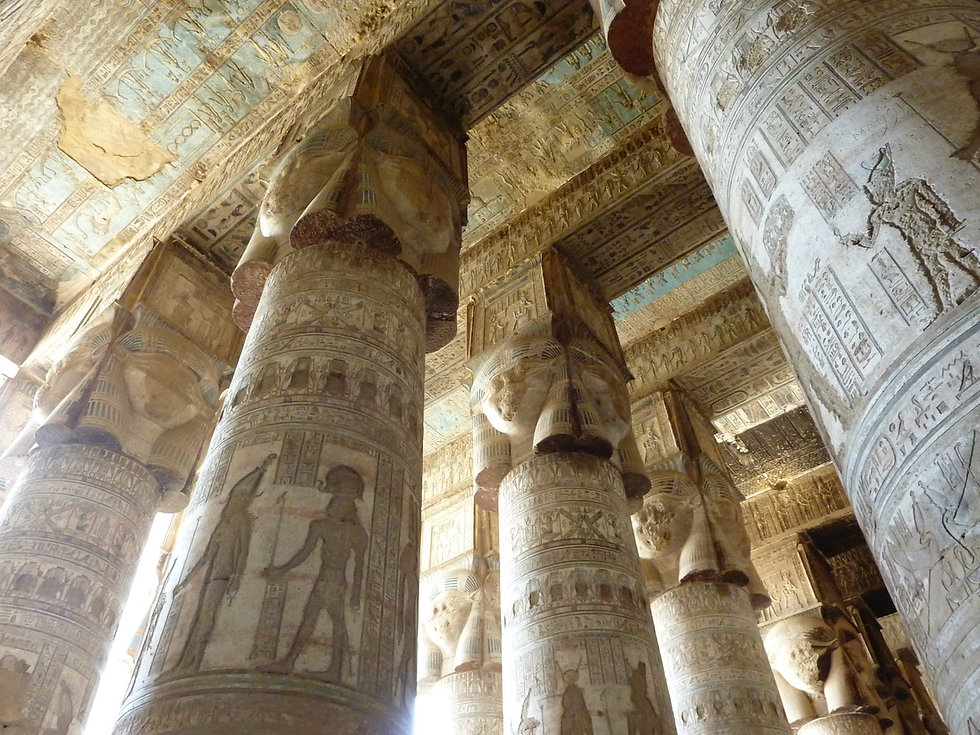 Decorated columns Egyptian temple