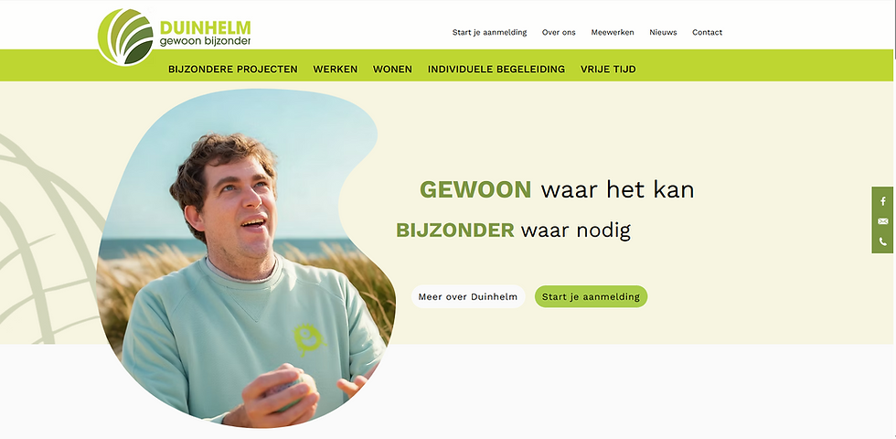 Foto van de homepage van de nieuwe website