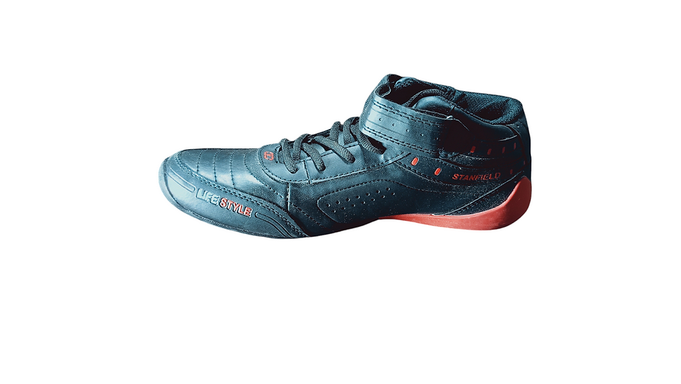 Thumbnail: Stanfield Men's High-Top Casual Sneakers - Dark Grey with Red Accents