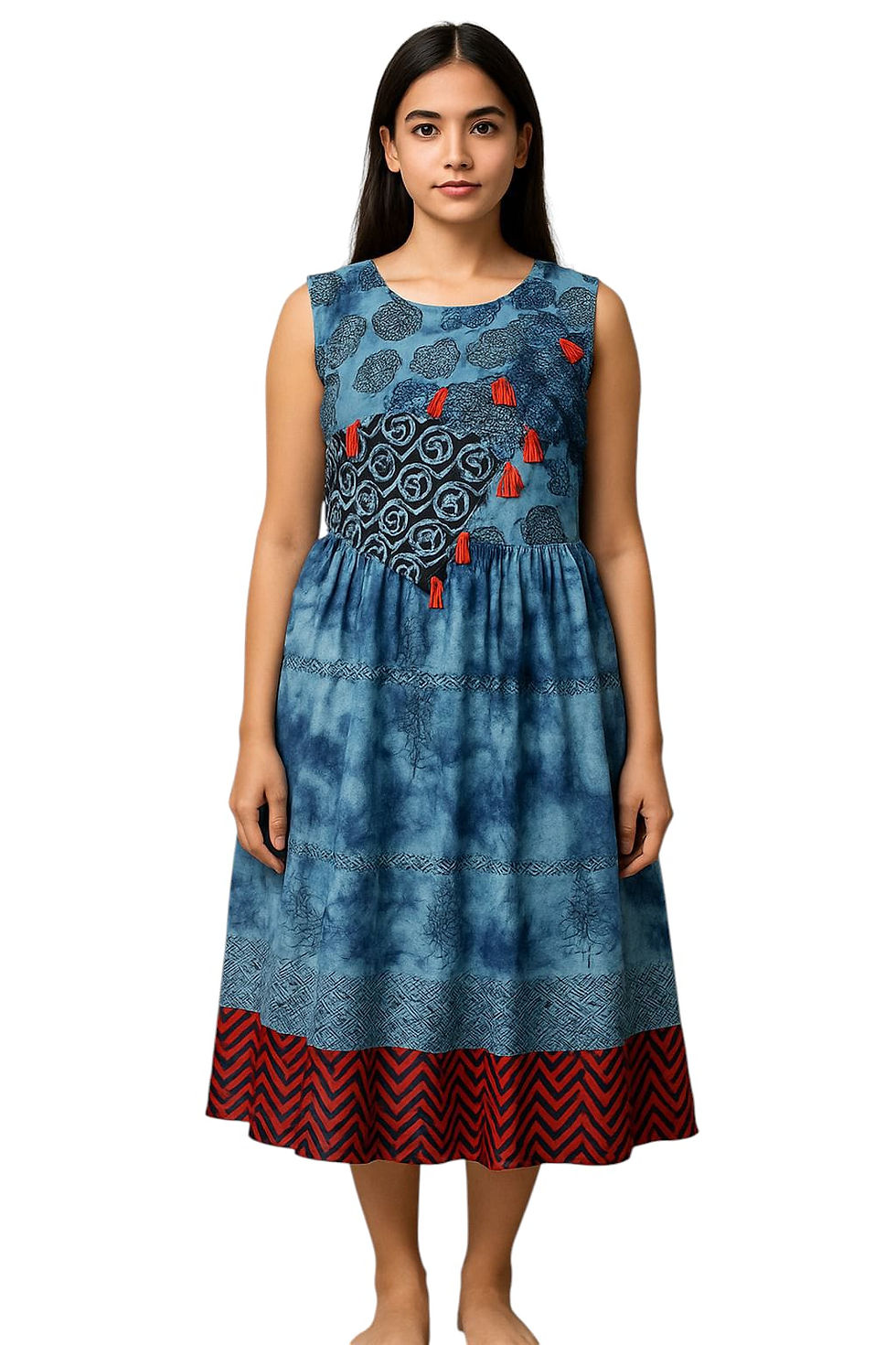 Indigo Charm Sleeveless Kurti โ Cool, Classy & Contemporary!