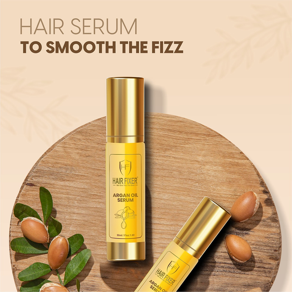 Thumbnail: Hair Fixer Argan Oil Serum 50ml bottle for frizz control, heat protection, and hair shine