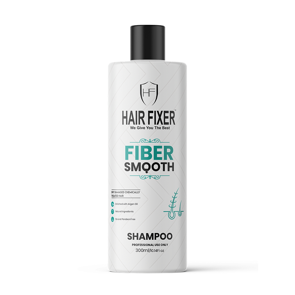 Hair Fixer Fiber Smooth Shampoo 300ml bottle for professional frizz control and silky hair