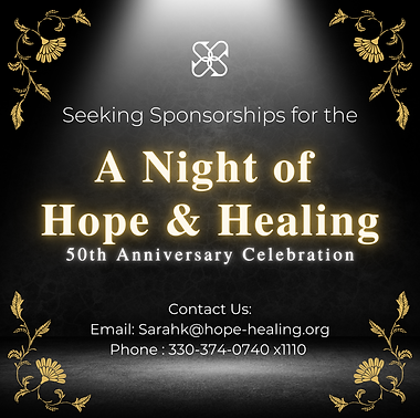 The graphic is from a social media post on August 5th, 2024 requesting donors and sponsors for the organization's A Night of Hope & Healing Gala.
