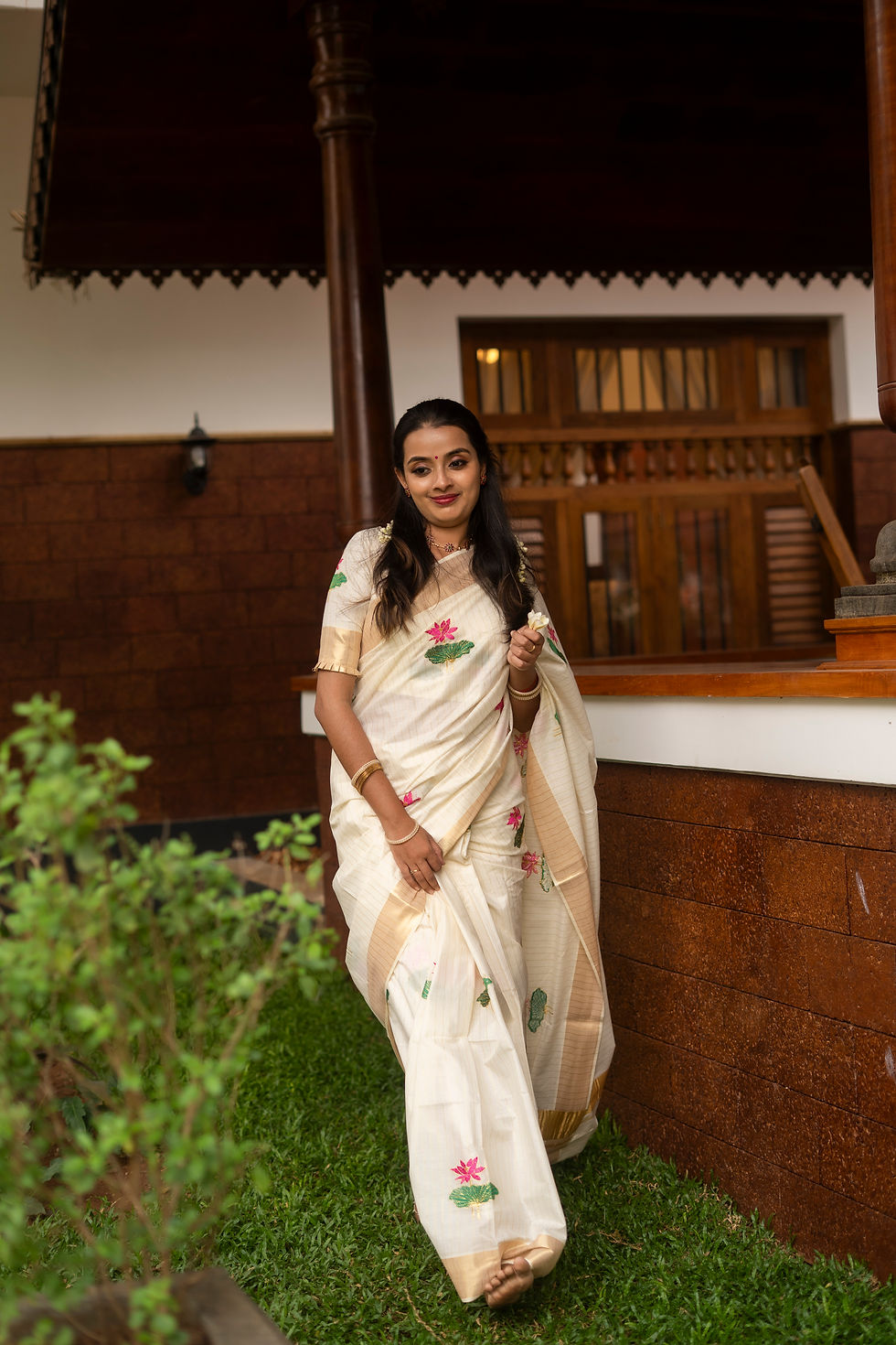 Thumbnail: Kamalam Embroidered Cotton Saree - 2