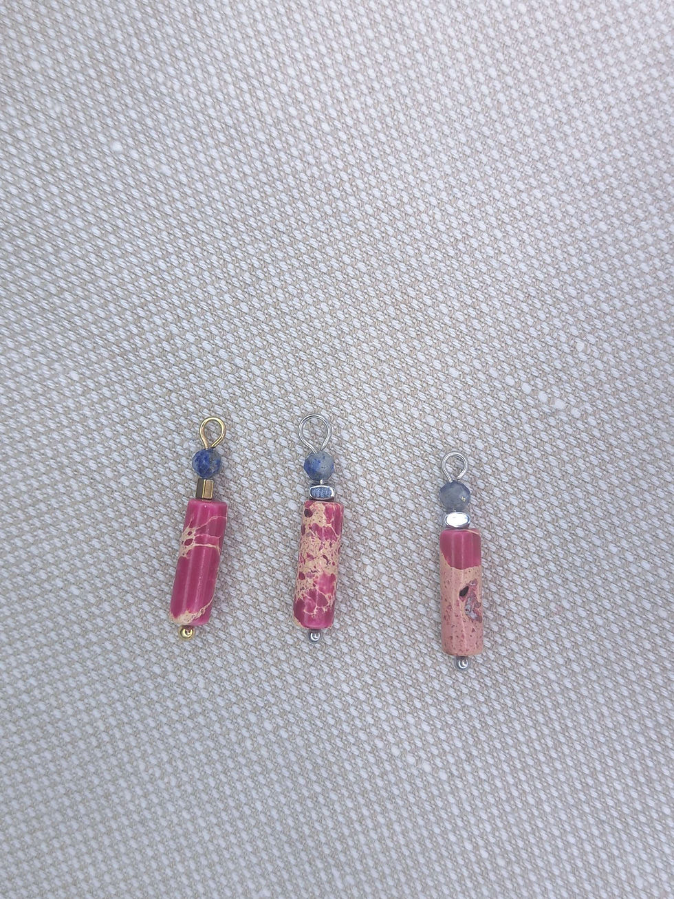 Thumbnail: Hanger oorbel roze natuursteen (per stuk)