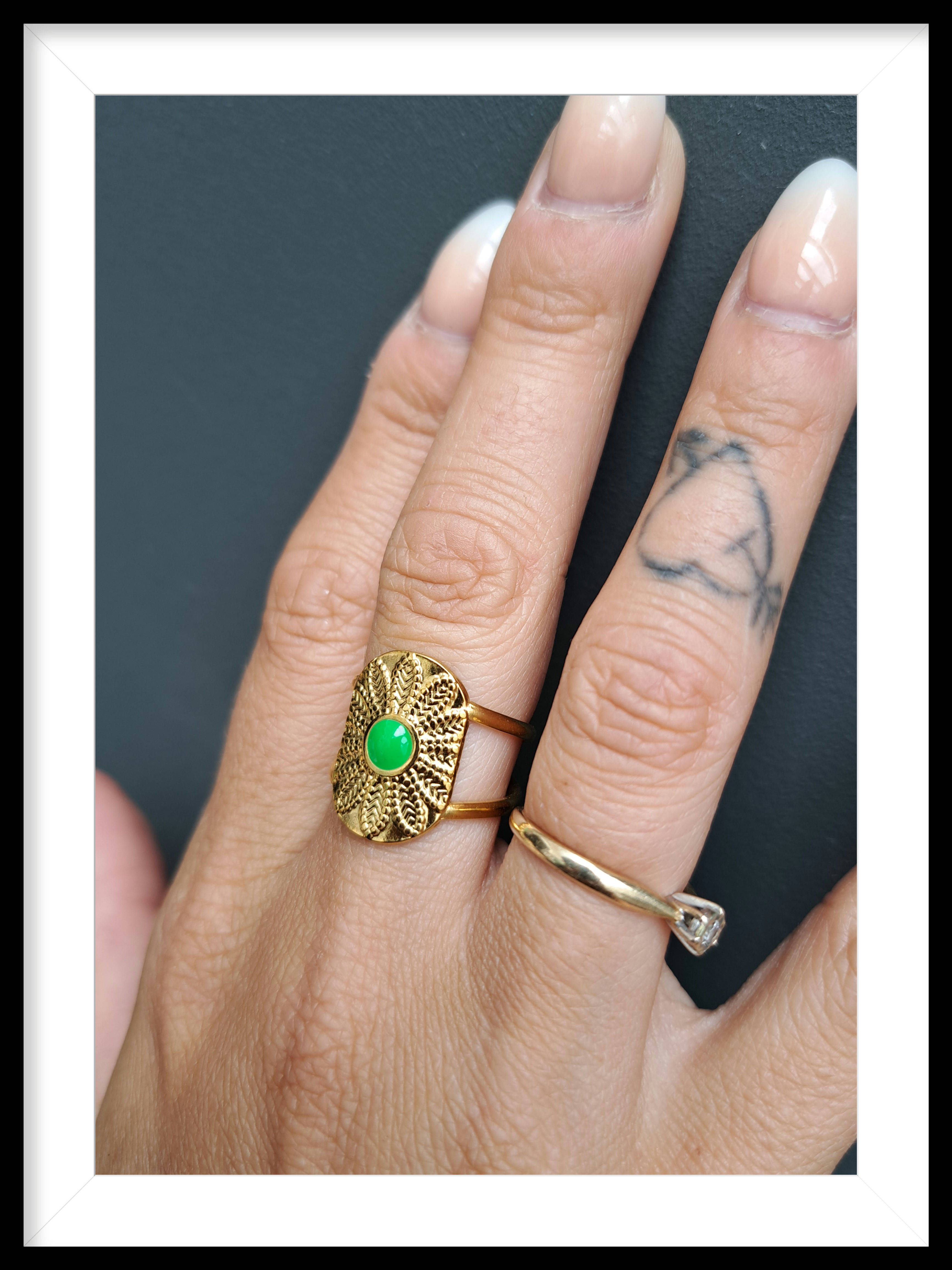 Ring stainless steel groen