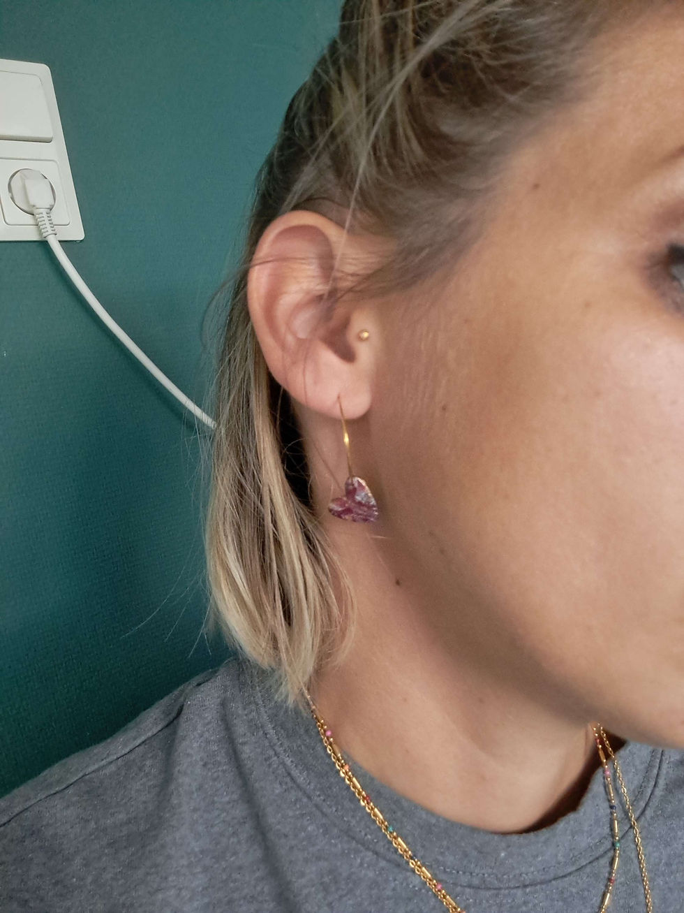 Thumbnail: Heart oorringen bordeaux marble