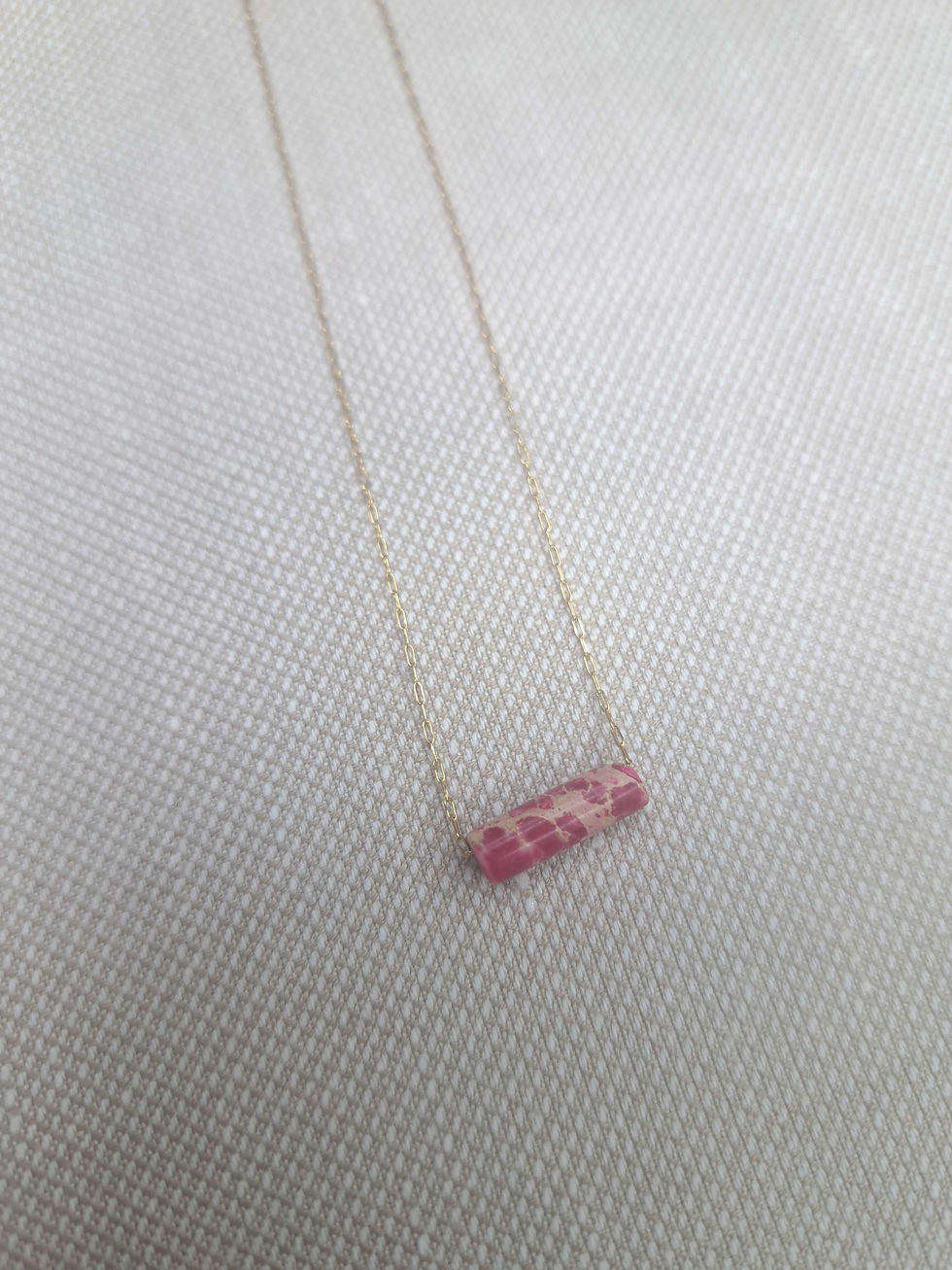Thumbnail: Ketting roze natuursteen bar 