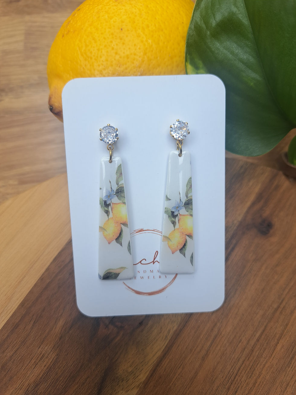 Thumbnail: Citroen Oorbellen Trapezium – Handgemaakte Statement Jewelry
