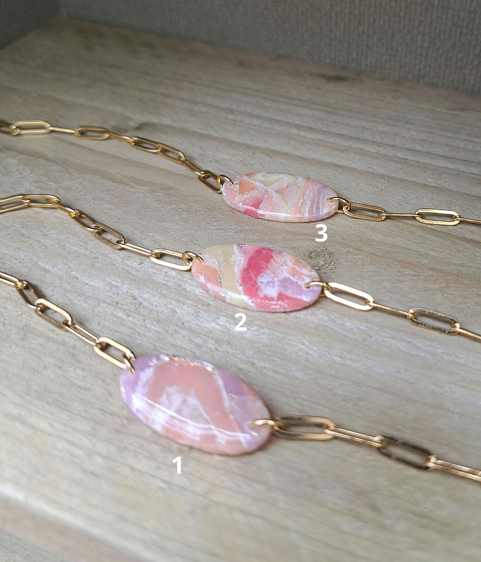 Thumbnail: Handgemaakte agaat armband roze/oranje met stainless steel