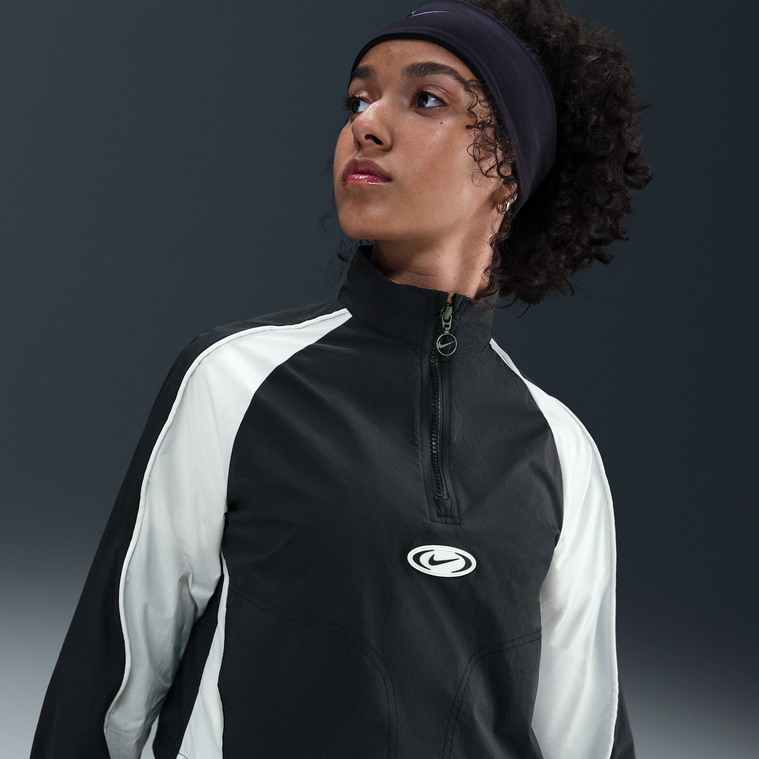 Chamarra deportiva de cierre de 1/4 para niña Nike Sportswear - Negro