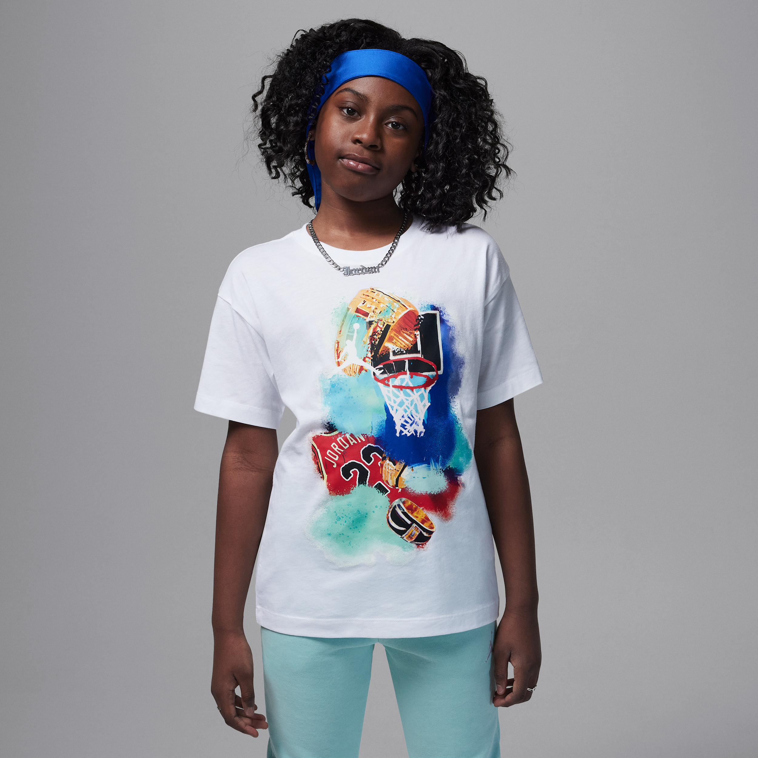 Playera Poolside Jumpman para niños talla grande Jordan - Blanco