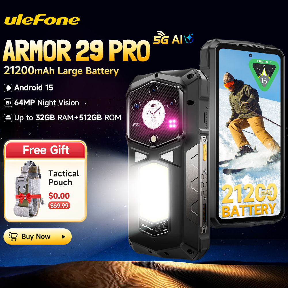 Ulefone Armor 29 Pro 5G AI Rugged Phone 21200mAh 120W 64MP Night Vision 6.67" 12