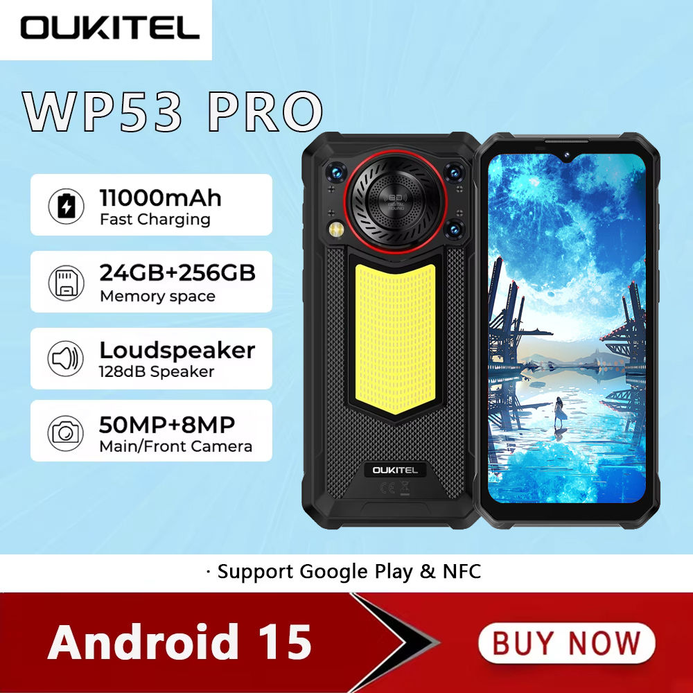 OUKITEL WP53 PRO 4G Smartphone robusto Android15 6,52 pulgadas 24GB RAM+256GB ROM Mob