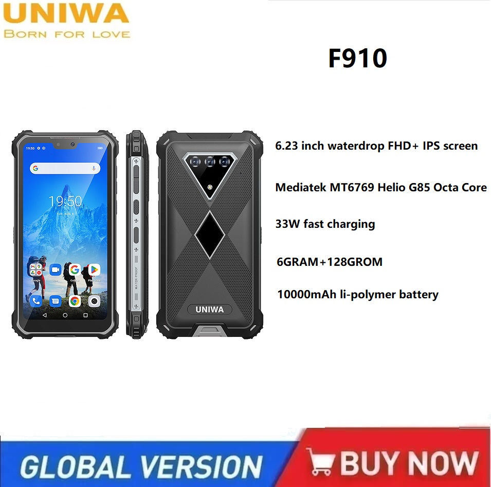 UNIWA F910 4G Rugged Smartphones Android 12 6GRAM+128GROM 6.23 inch FHD+ screen
