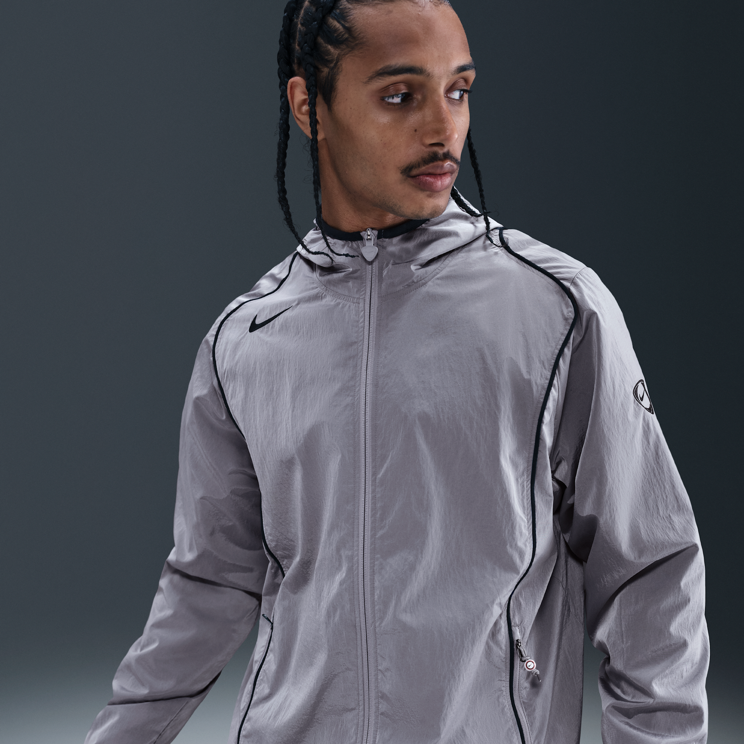 Chamarra de fútbol Repel de cierre completo para hombre Nike Total 90 - Gris