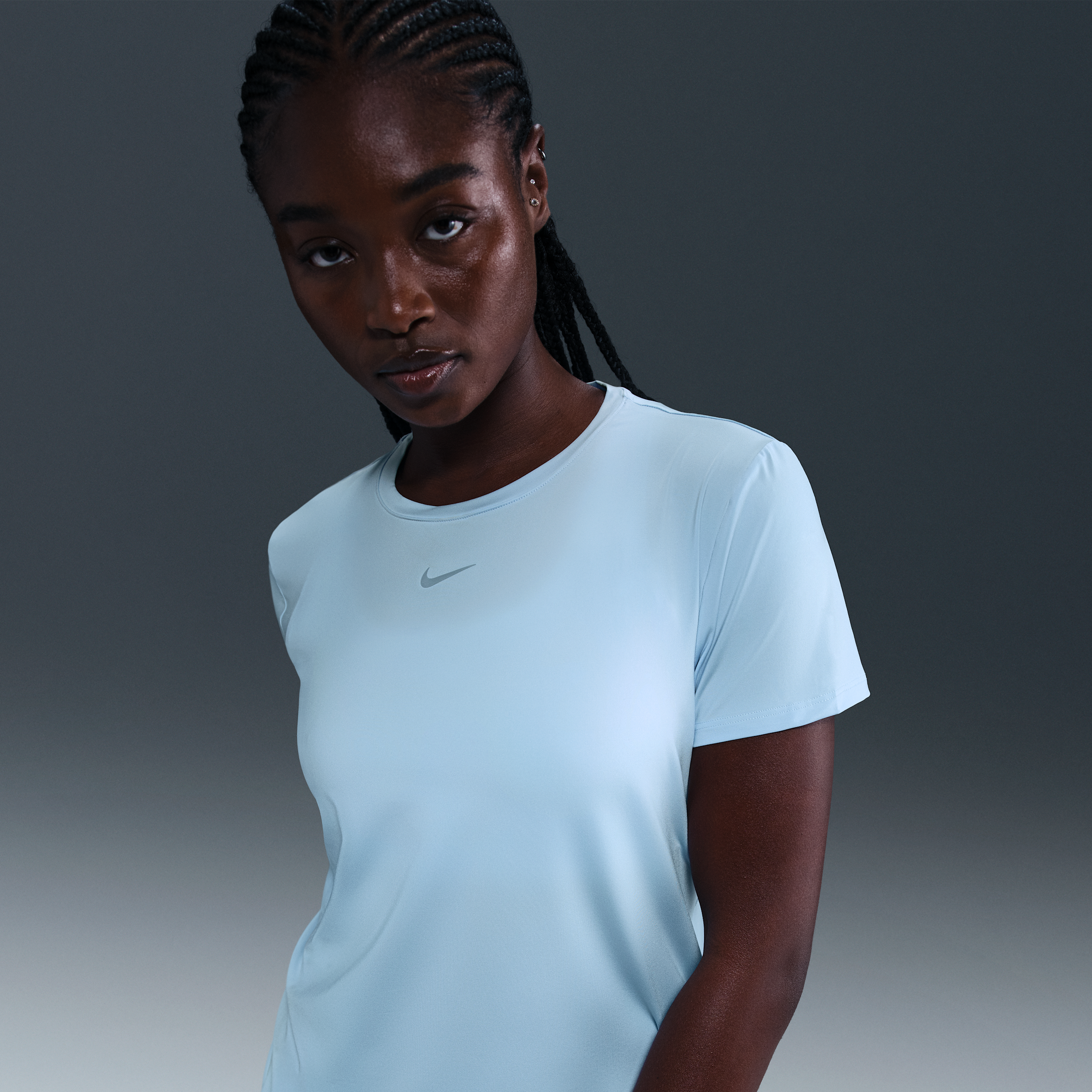 Playera de manga corta Dri-FIT para mujer Nike One Classic - Azul - 50% Poliéste