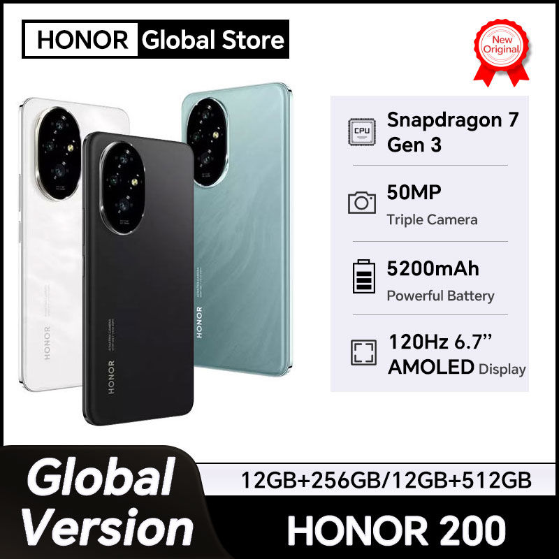 HONOR 200 Global Version 5G Smartphone 6.7'' AMOLED Display Snapdragon 7 Gen 3 5