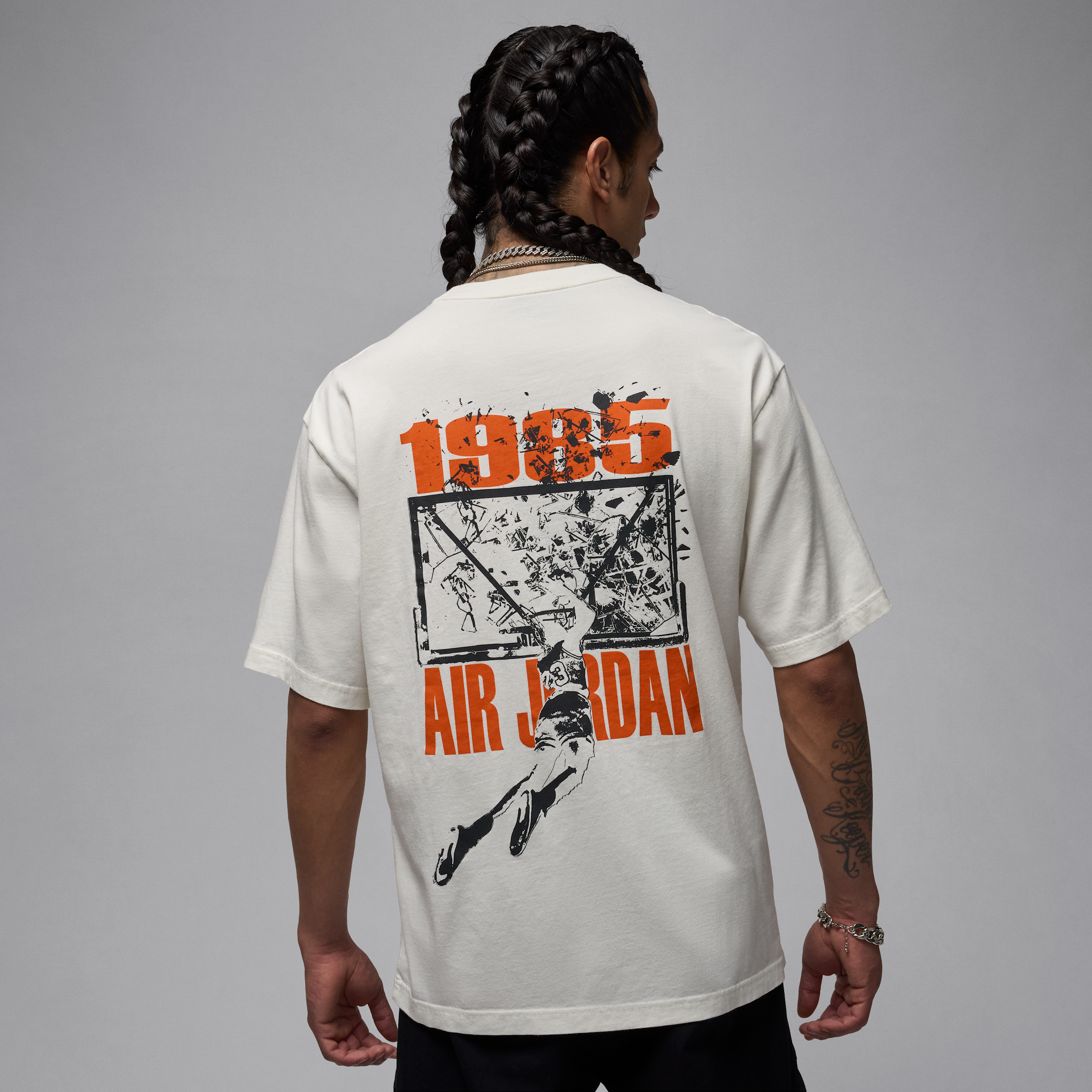 Jordan Brooklyn Playera oversized con gráfico para hombre - Blanco