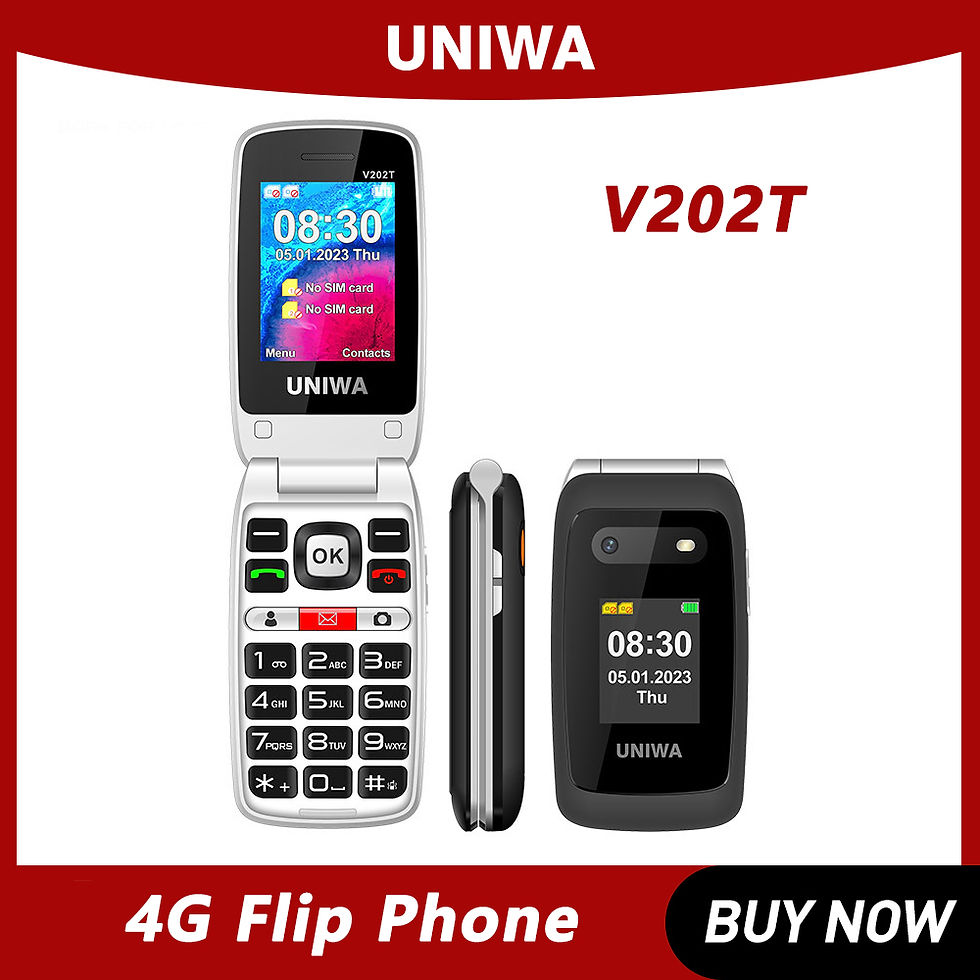 UNIWA V202T 4G Flip Feature Phone Fashion Dual Screen Big Push-Button Flip Mobil