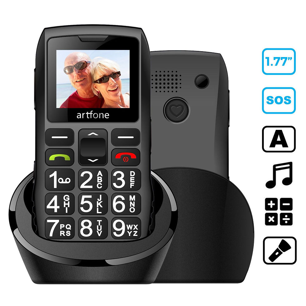 Artfone C1+ Bar Senior Mobile Phone With Free Charging Dock Big Rubber Keypad Fo