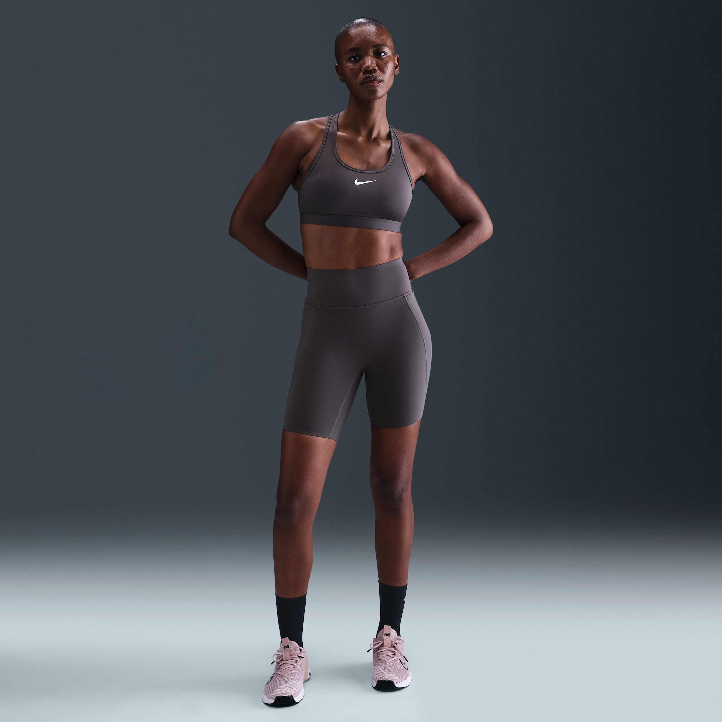 Shorts de ciclismo de tiro alto de 20 cm sin costura frontal para mujer Nike Uni