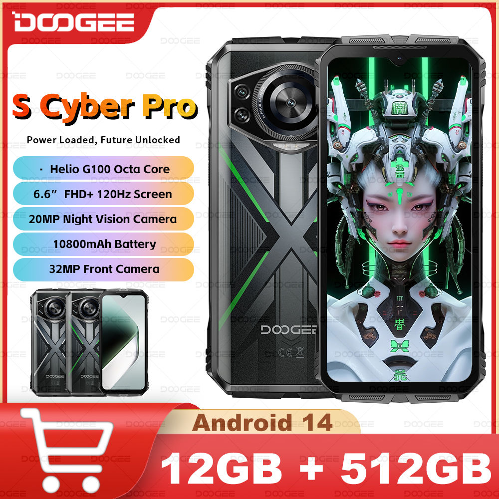 DOOGEE S Cyber Pro Rugged Phone 6.6'' FHD+ 120Hz IPS 12GB RAM 512GB ROM 10800mAh