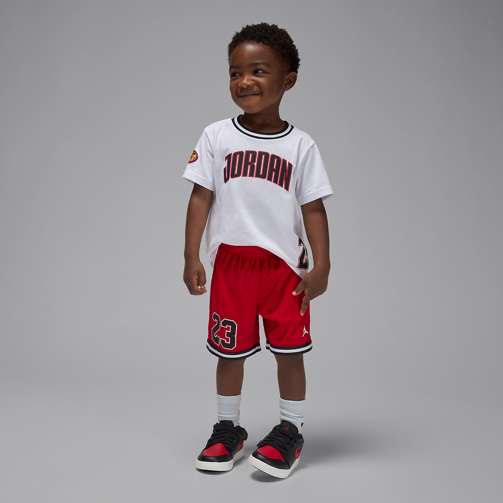 Conjunto de 2 piezas de shorts de malla Playoff infantil Jordan - Rojo