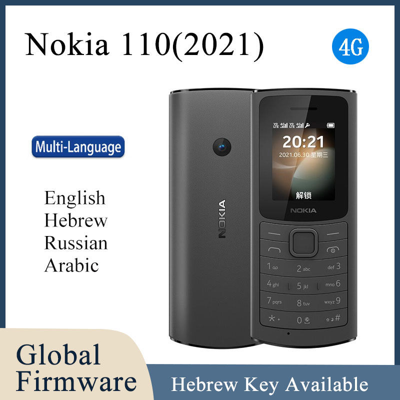 Nokia-Original 4G Version Smartphone with Hebrew Key, 1.8 "Dual SIM, 1020 mAh Ba
