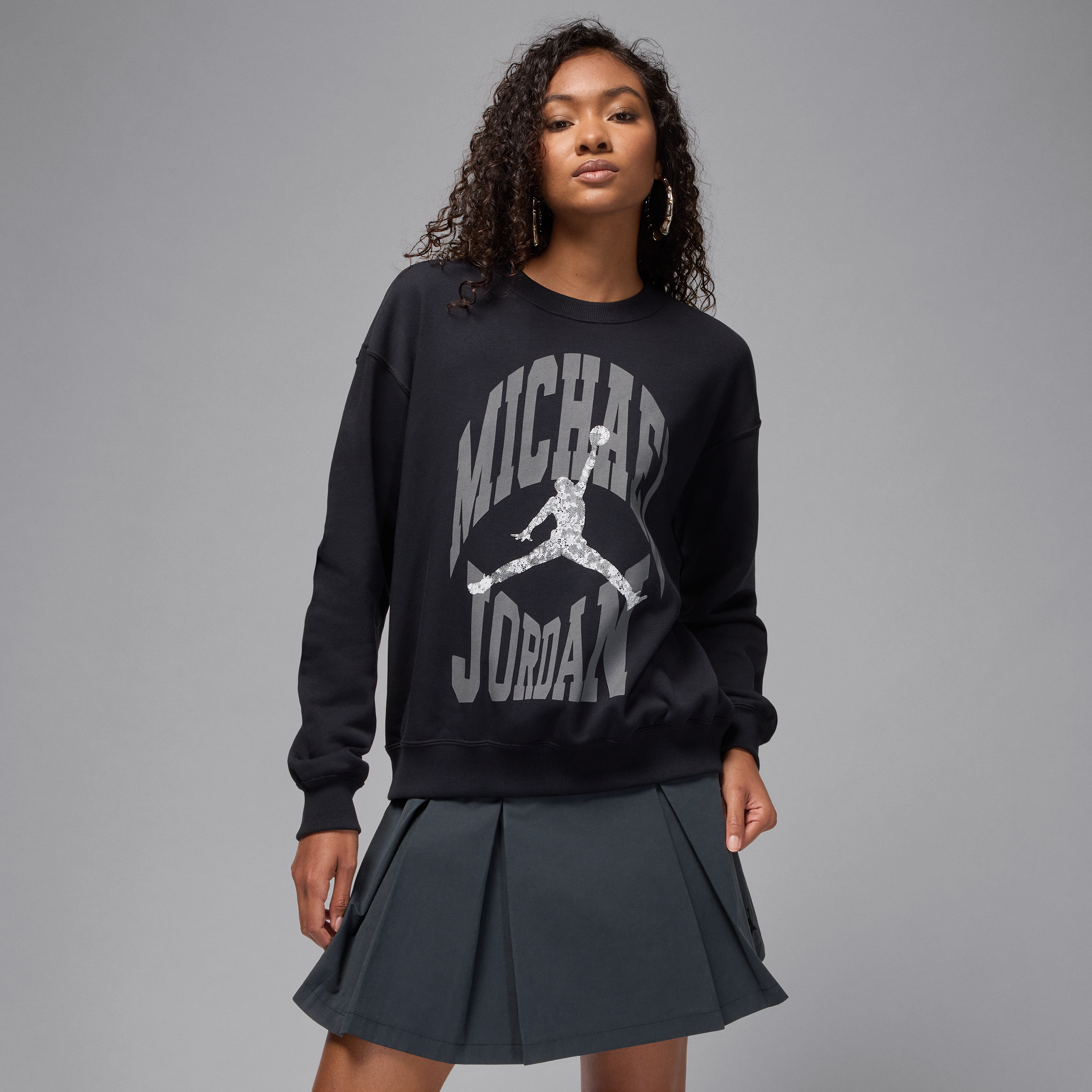 Sudadera de cuello redondo para mujer Jordan Brooklyn Fleece - Negro