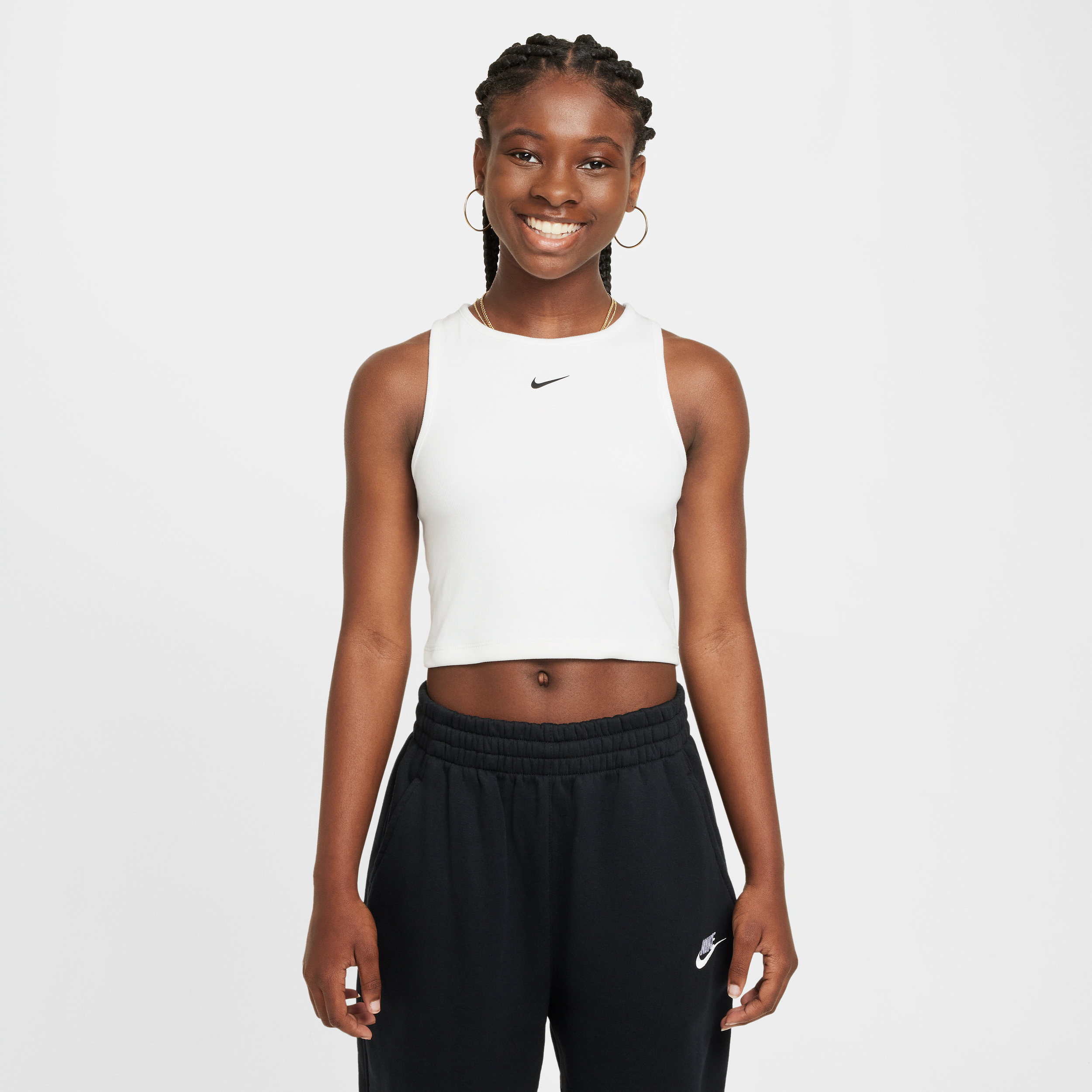 Camiseta de tirantes de tejido rib para niña Nike Sportswear - Blanco