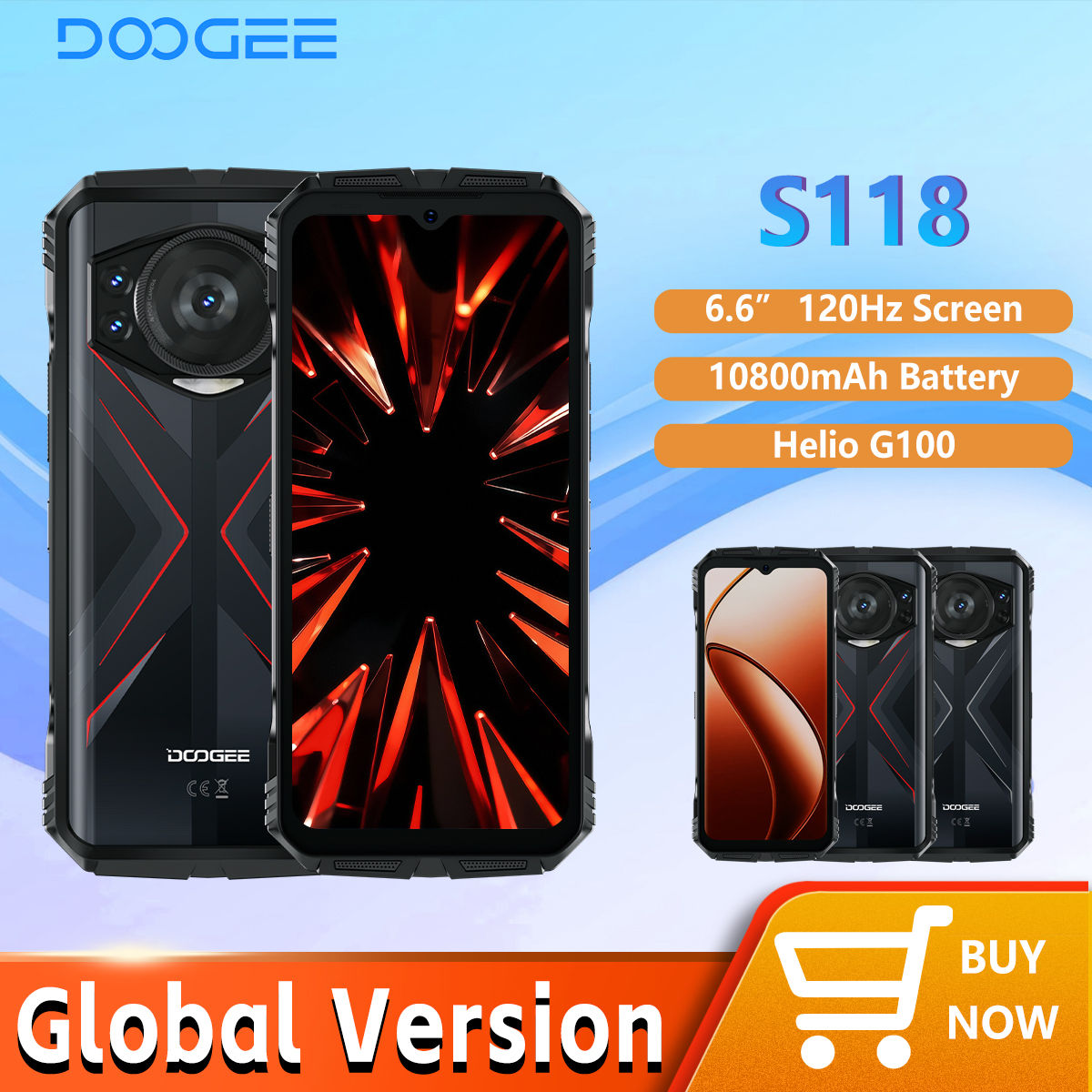 DOOGEE S118 Rugged Smartphone 32GB(12GB+20GB Extended) 512GB G100 6nm 10800mAh 3