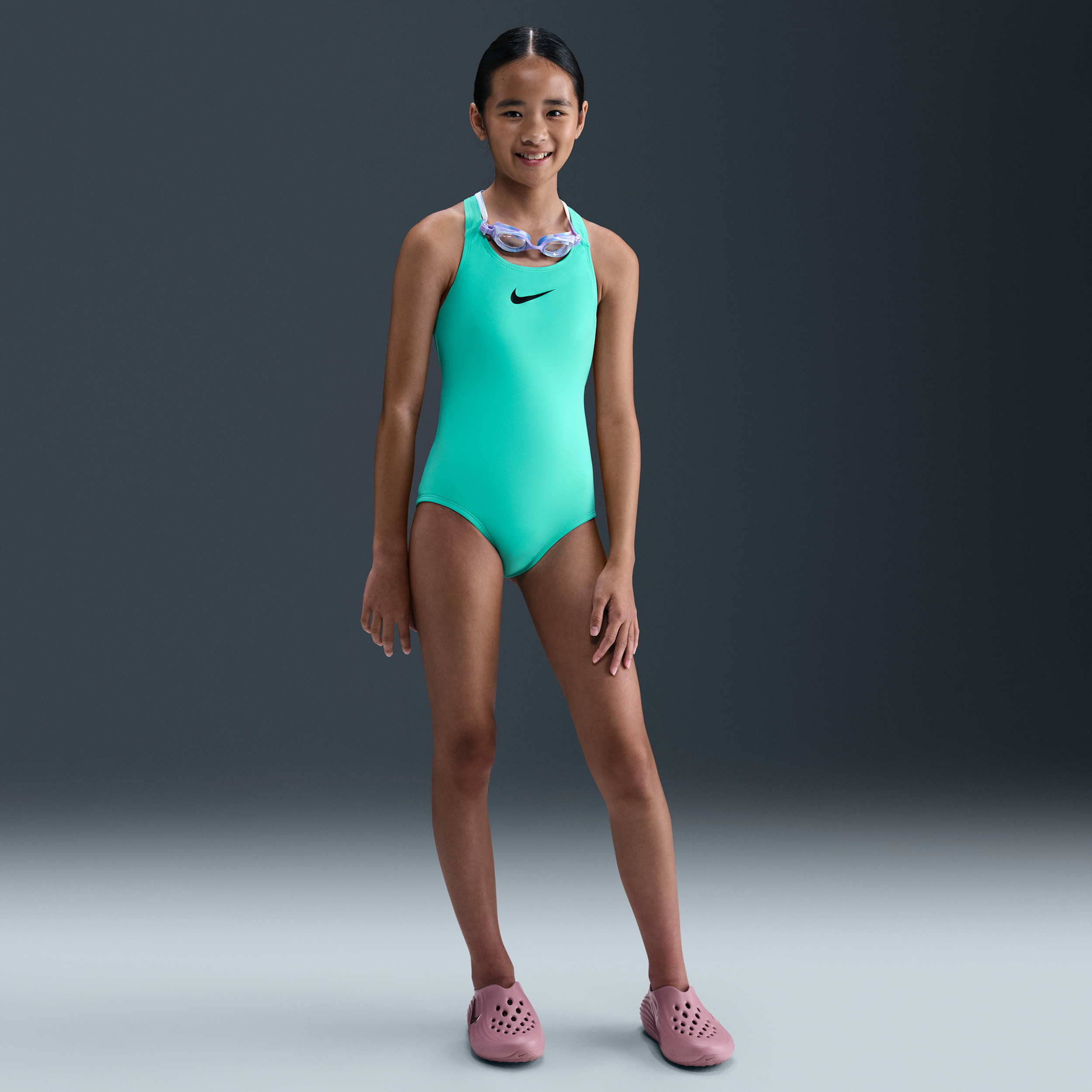 Traje de baño de una sola pieza con espalda deportiva para niña talla grande Nik