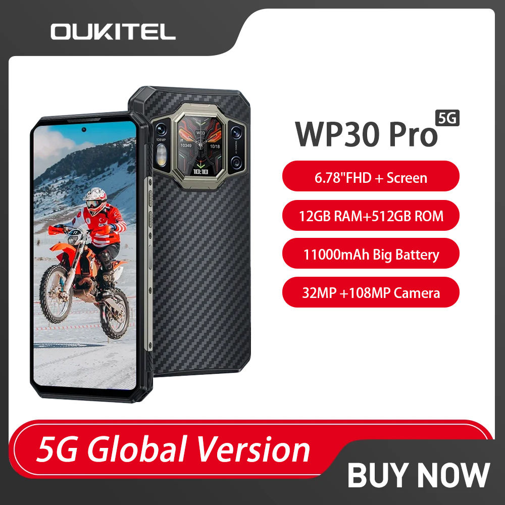 Oukitel WP30 Pro Global Version 5G Rugged Smartphone Android 13 120W 6.78 Inch F