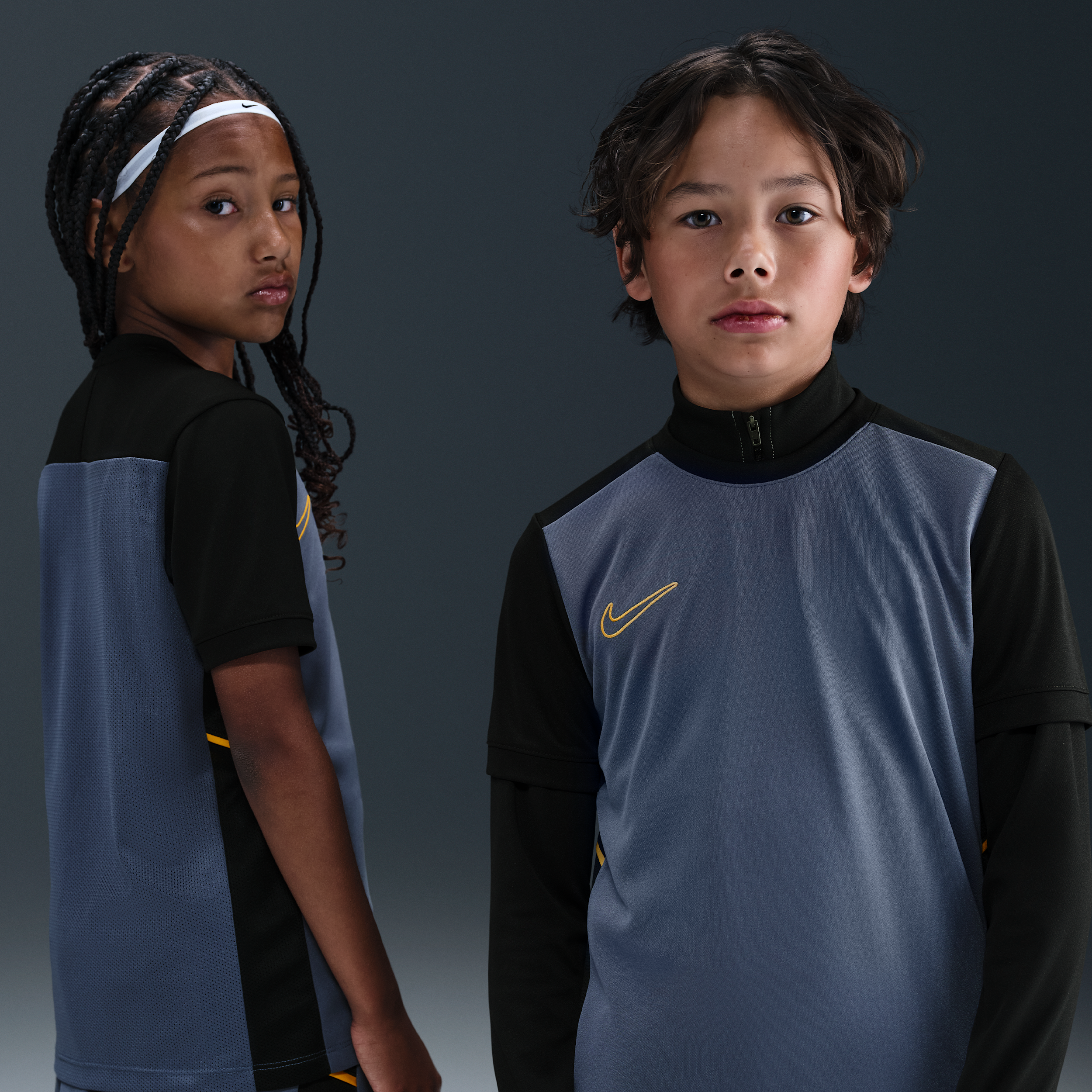 Playera de fútbol Dri-FIT para niños talla grande Nike Academy - Azul - 50% Poli