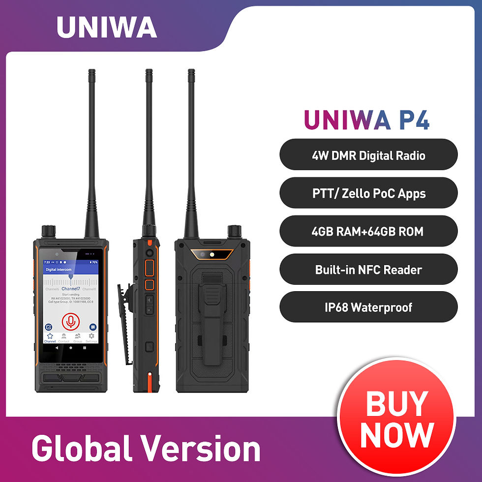 UNIWA P4 Smartphone 4W DMR Analog Walkie Talkie Android 9 MT6762 Octa Core Mobil
