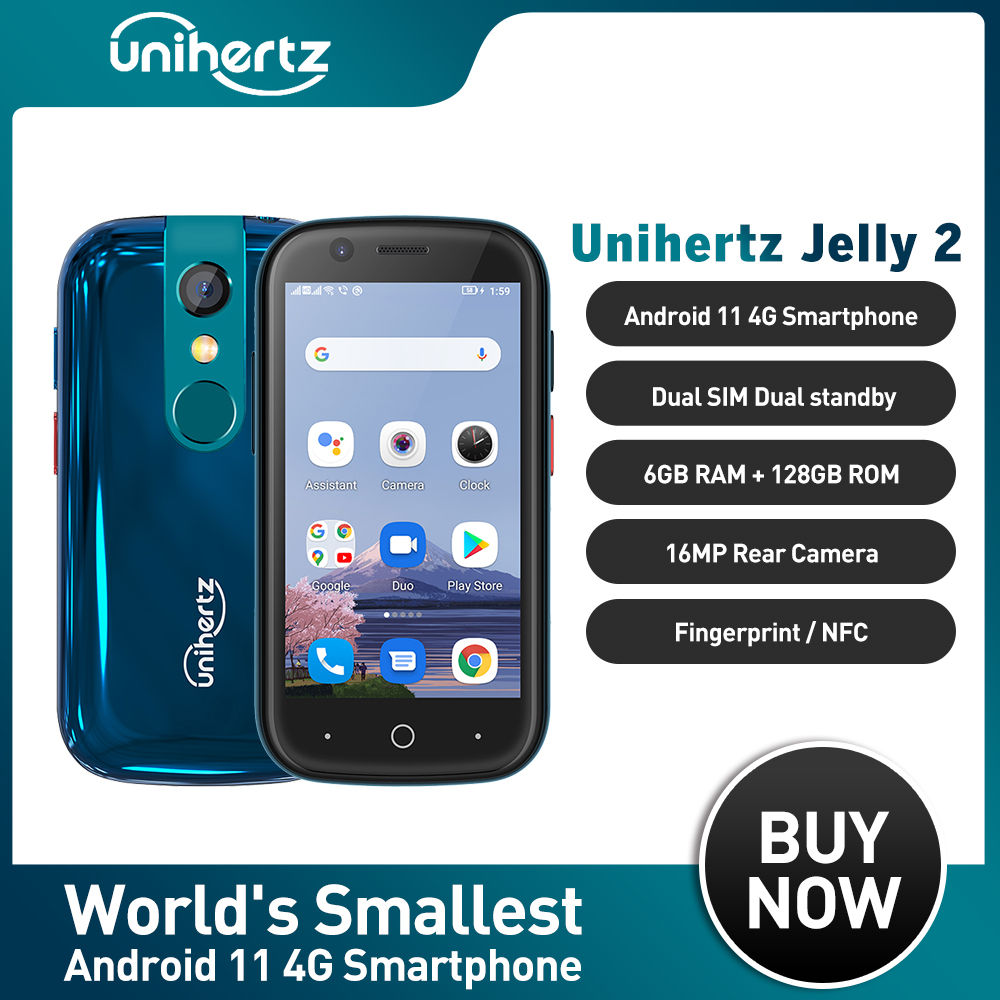 Unihertz Jelly 2 Smallest Mobile phone 6GB 128GB Android 10 Helio P60 Octa Core