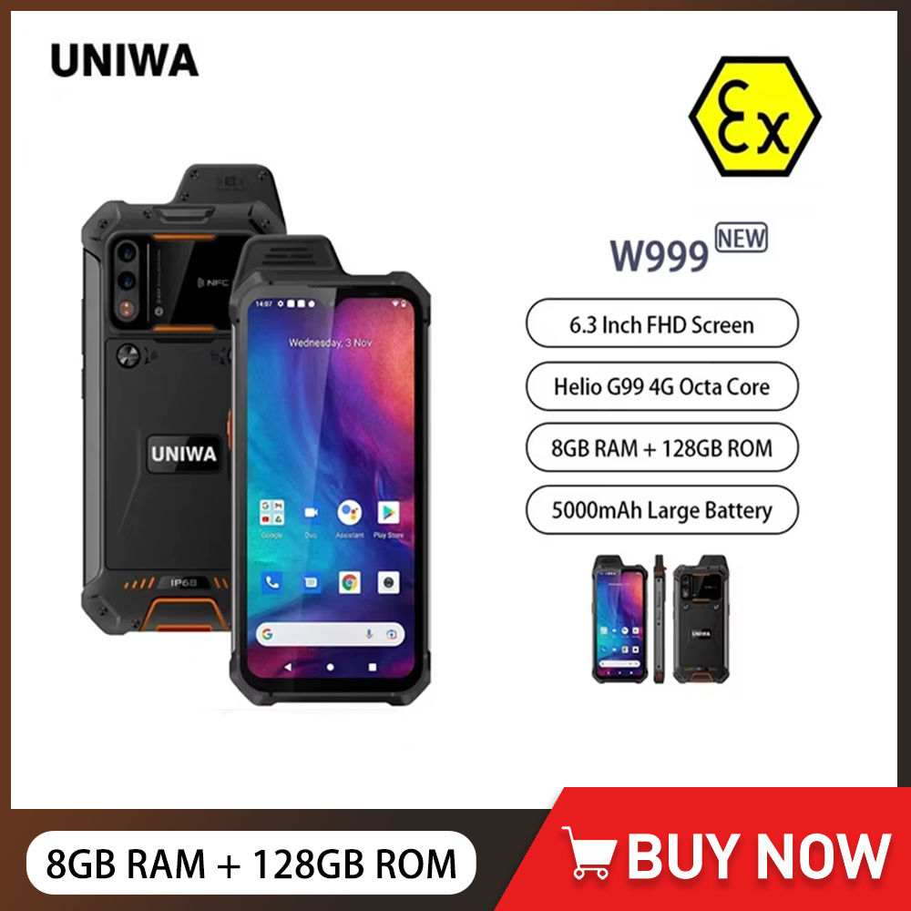 UNIWA W999 Rugged Waterproof Walkie Talkie Helio G99 8GB+128GB 6.3Inch FHD 5000m