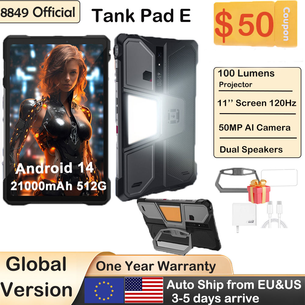 8849 TANK PAD E Unihertz Rugged Projector Tablet Android 14 Smartphone 10.95 inc