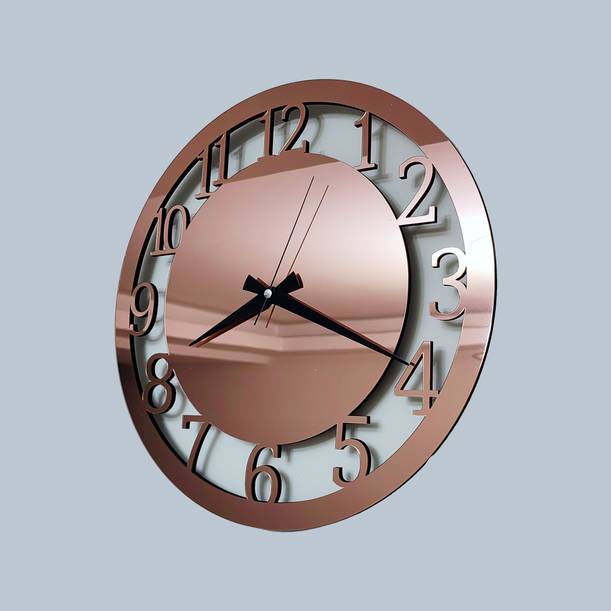 Dekoratif Rosegold Aynalı Duvar Saati