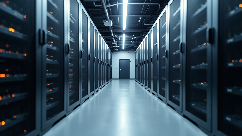 High angle view of a modern data center with cooling systems