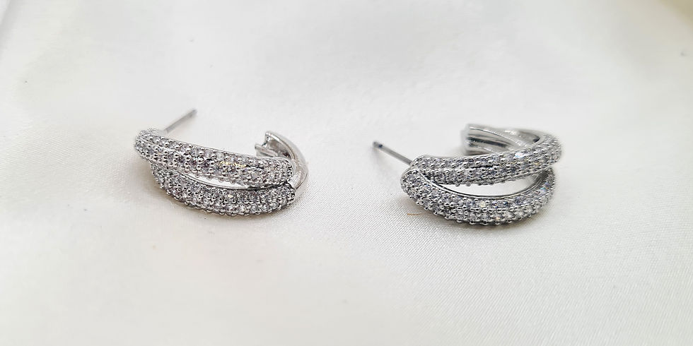Thumbnail: Gorgeous crystal studded chunky hoop crossover earrings