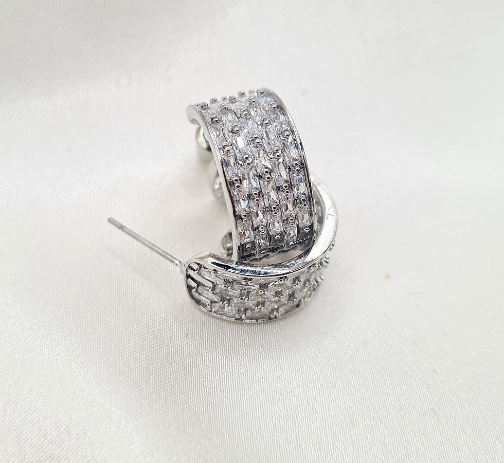 Thumbnail: Gorgeous Chunky and Sparkly Cubic Zirconia Hoop Post Earrings