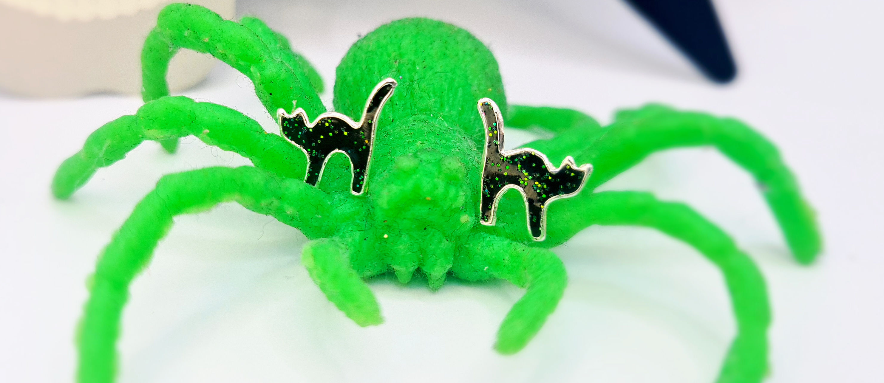 Sparkly Halloween Cat Studs