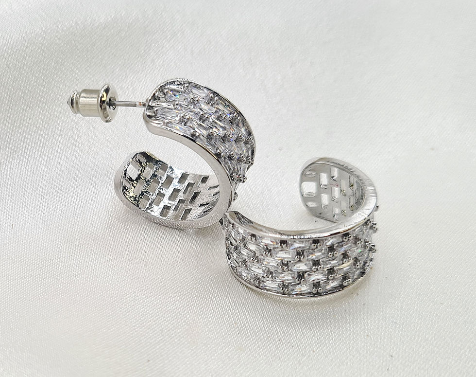 Thumbnail: Gorgeous Chunky and Sparkly Cubic Zirconia Hoop Post Earrings