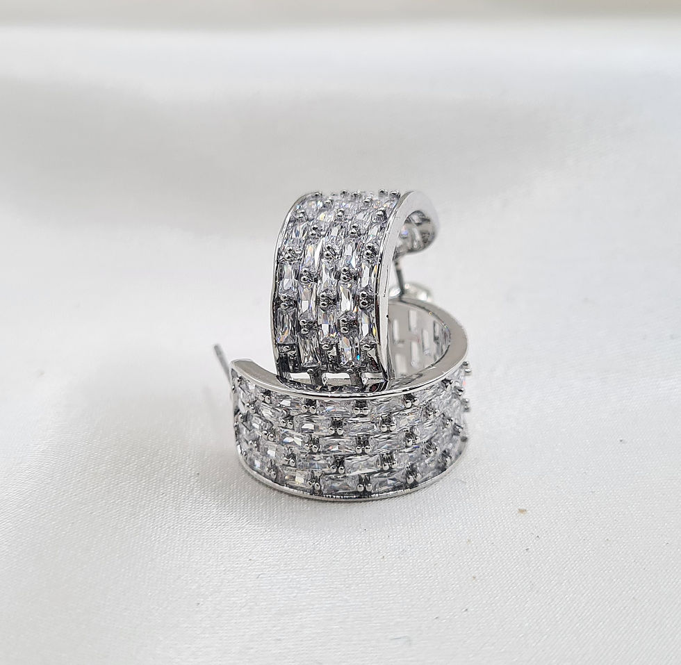Thumbnail: Gorgeous Chunky and Sparkly Cubic Zirconia Hoop Post Earrings