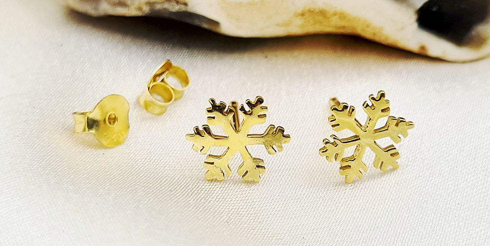 Thumbnail: Gold Plated Snow Flake Christmas Earrings