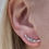 Thumbnail: Silver and white cubic zirconia dainty climber stud earring