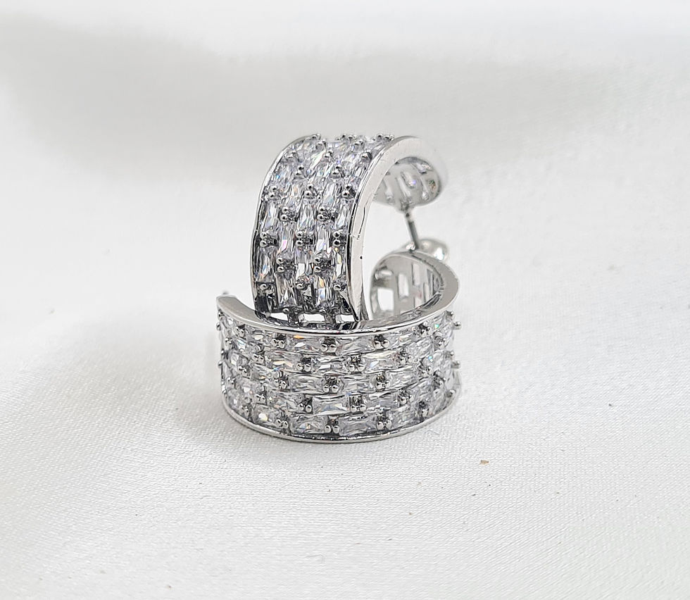 Thumbnail: Gorgeous Chunky and Sparkly Cubic Zirconia Hoop Post Earrings